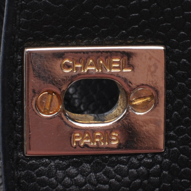 Caviar Quilted Shoulder Flap Bag Black