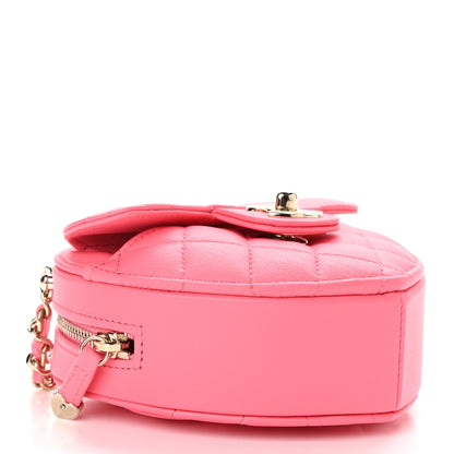 Chanel Lambskin Quilted CC In Love Heart Clutch With Chain Pink 4 of 13
