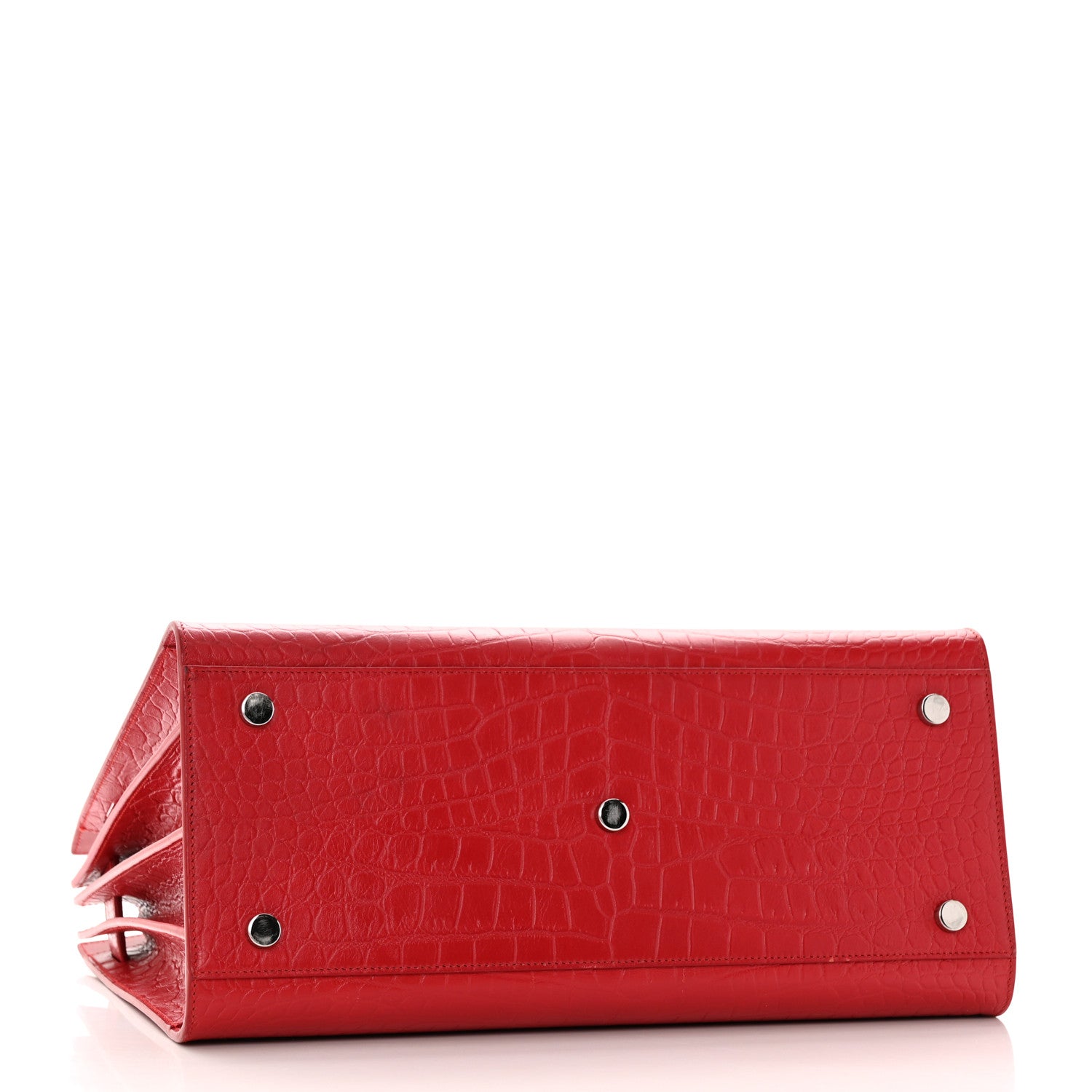 Saint Laurent Calfskin Crocodile Embossed Small Sac de Jour Eros Red 5 of 20