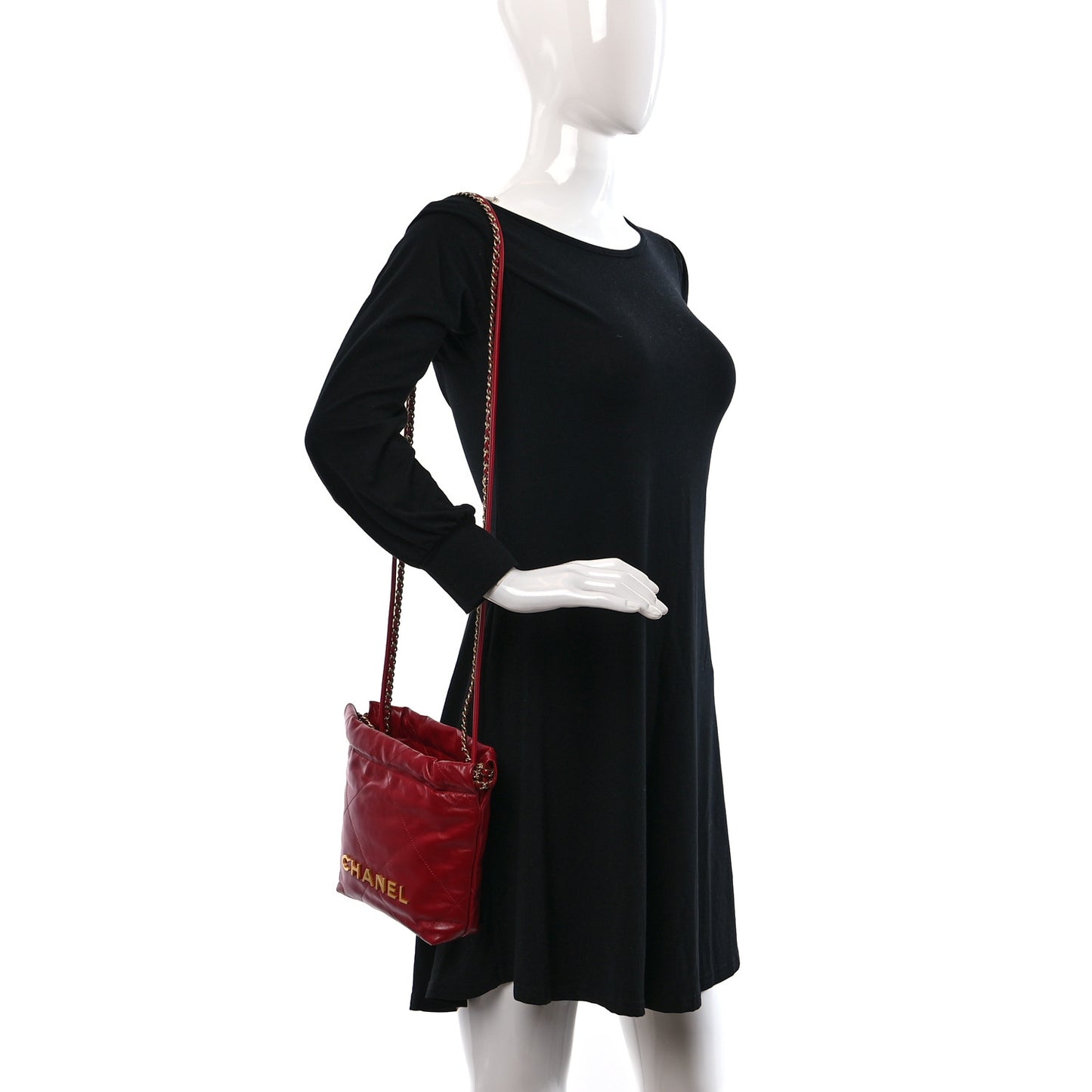 Shiny Calfskin Quilted Mini Chanel 22 Red