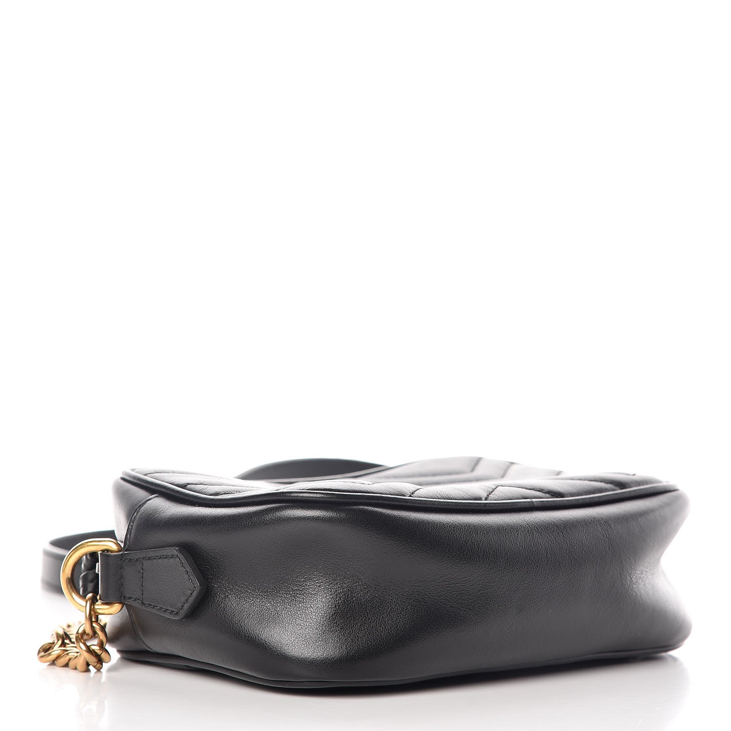 Gucci Calfskin Matelasse Mini GG Marmont Chain Shoulder Bag Black 4 of 12