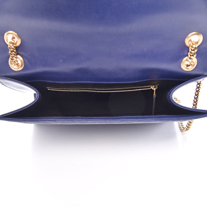 Saint Laurent Grain De Poudre Matelasse Chevron Large Monogram Satchel Blue 5 of 16