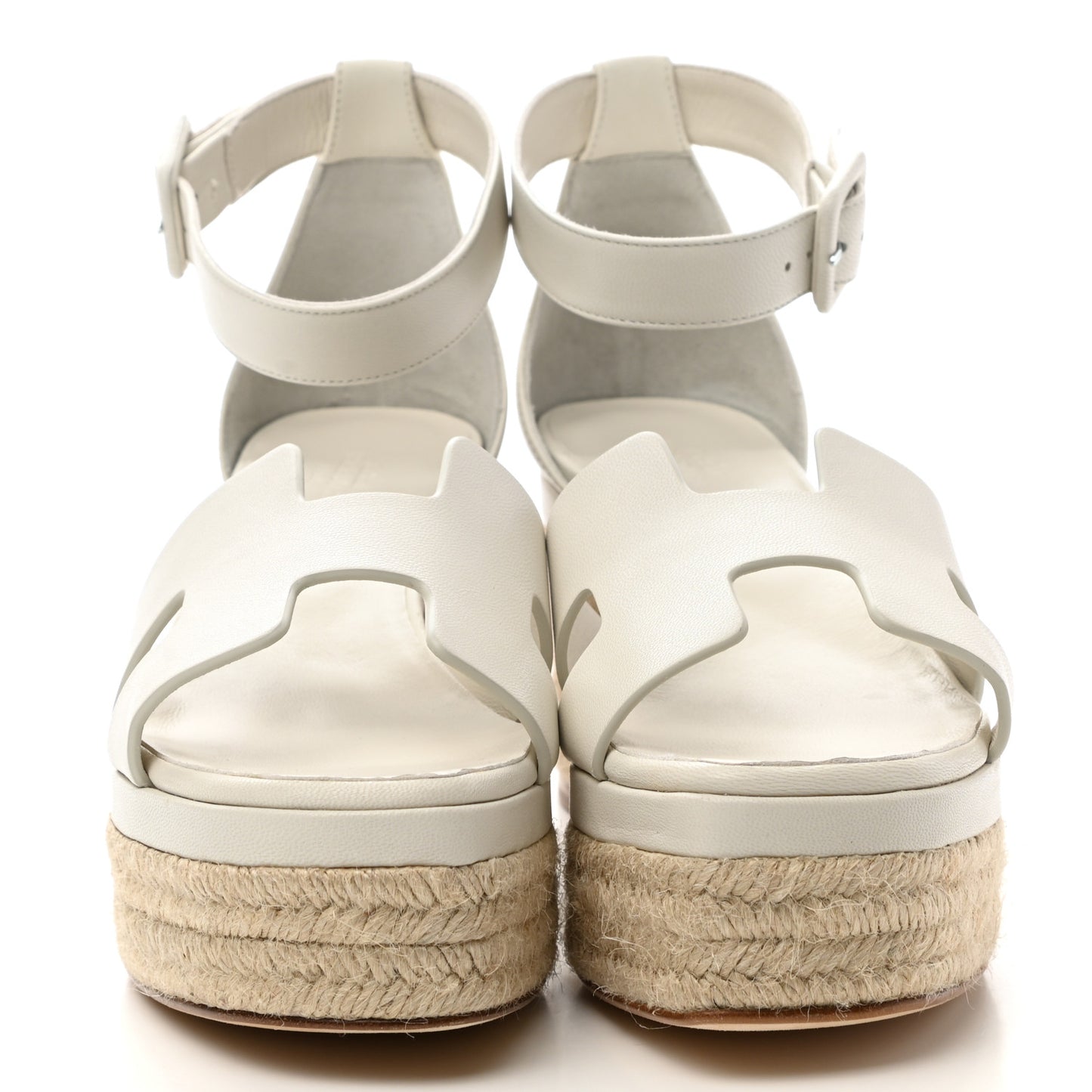 Goatskin Elda Espadrille Wedge Sandals 39 White