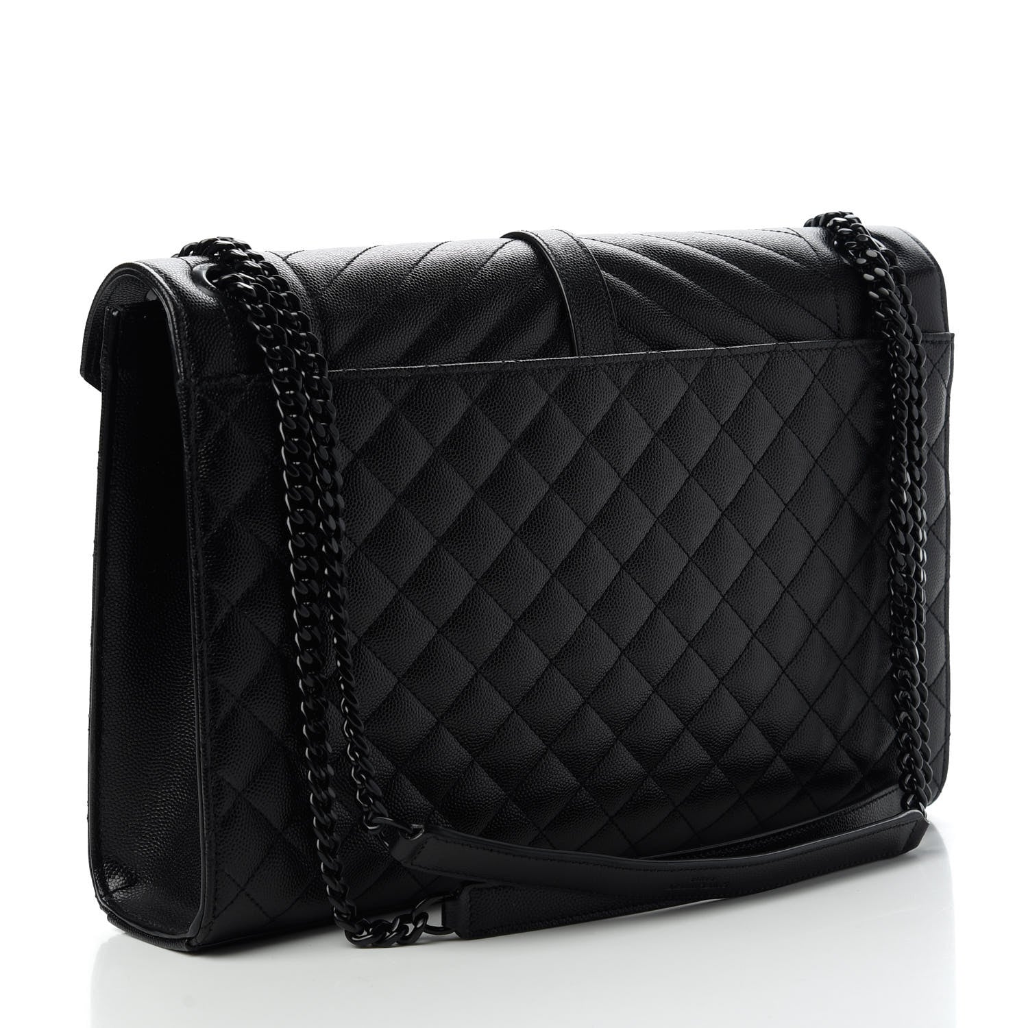 Saint Laurent Grain De Poudre Textured Mixed Matelasse Large Triquilt Monogram Monochrome Satchel Black 3 of 10