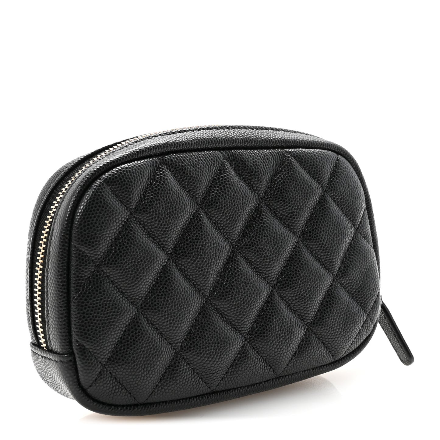 Caviar Quilted Small Curvy Pouch Cosmetic Case Black