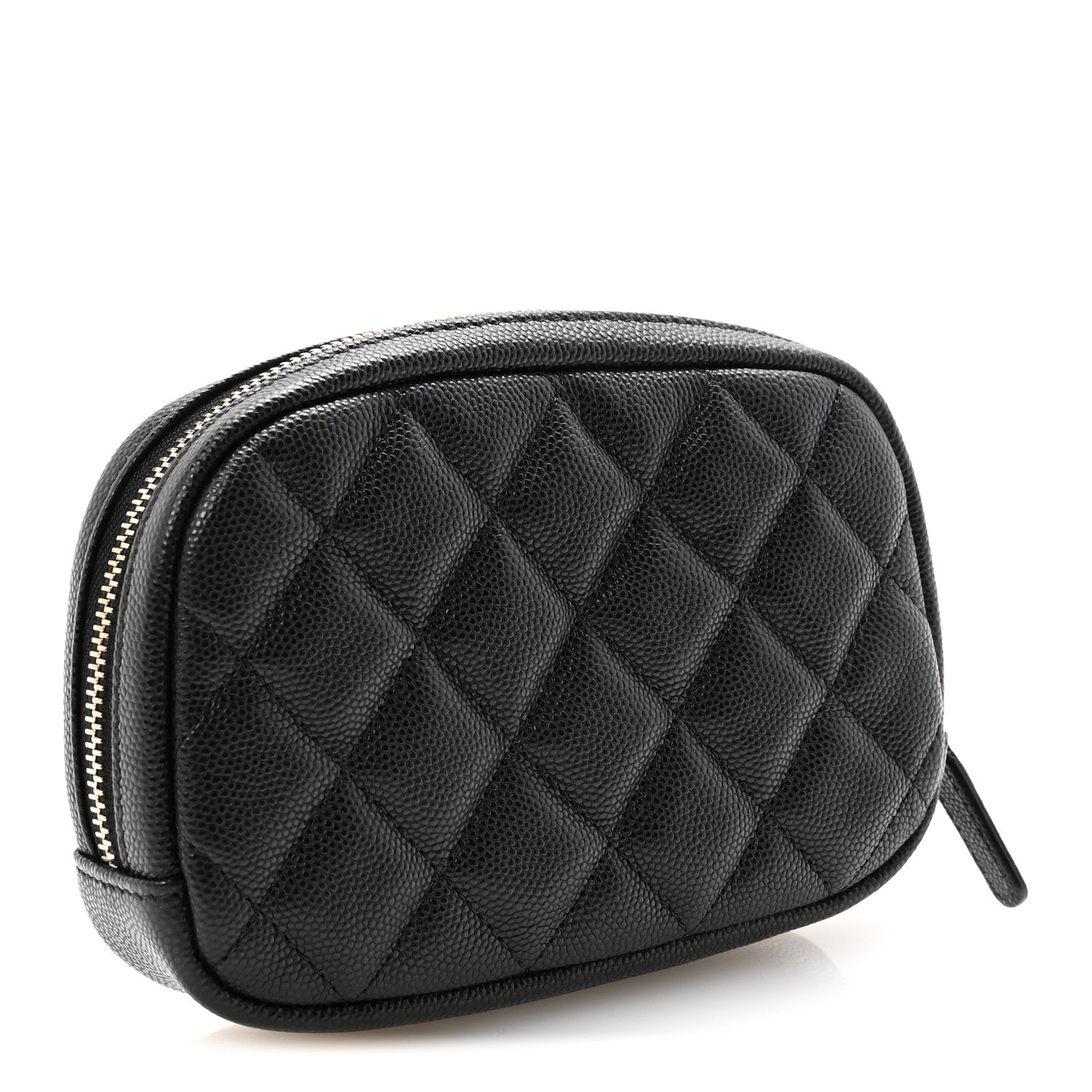 Chanel Caviar Quilted Small Curvy Pouch Cosmetic Case Black 3 of 8