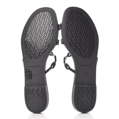 Hermes Rubber Chaine d'Ancre Rivage Sandals 37 Black 5 of 8
