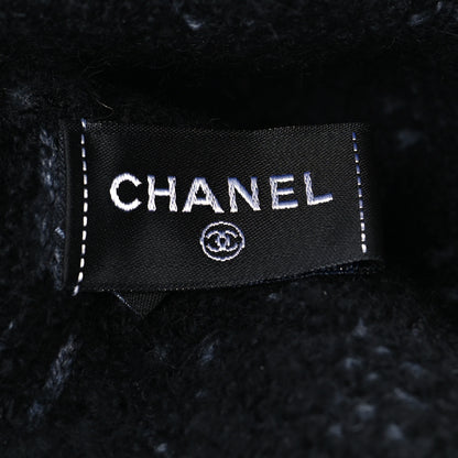 Chanel Cashmere Wool Silk CC Beanie Hat Black White 4 of 4