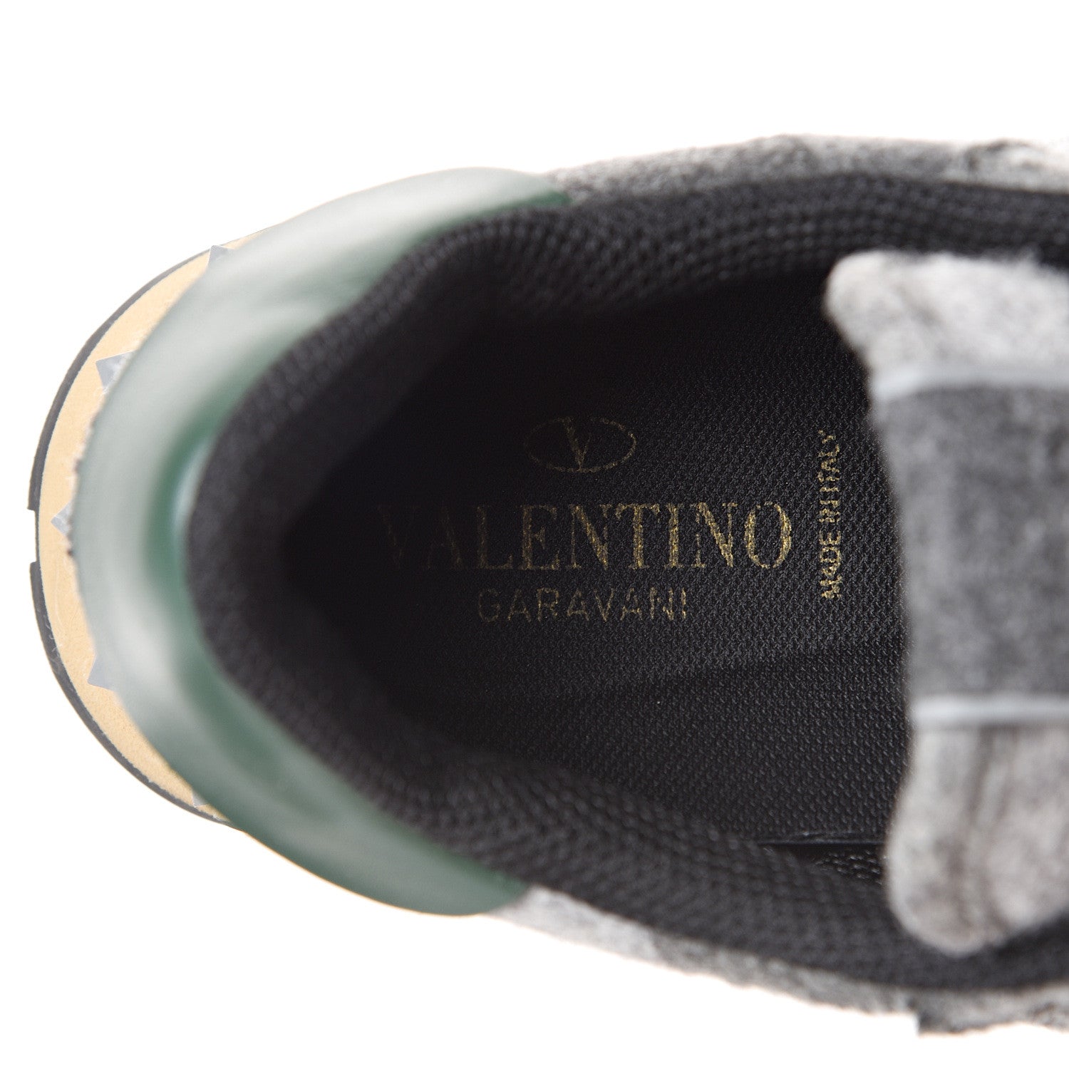 Valentino Garavani Felt Nappa Camouflage Mens Rockrunner Sneakers 41 Grey Green 7 of 7
