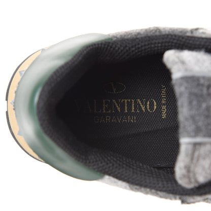 Valentino Garavani Felt Nappa Camouflage Mens Rockrunner Sneakers 41 Grey Green 7 of 7