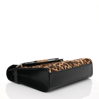 Saint Laurent Calfskin Pony Hair Leopard Print Manhattan Baguette Black 4 of 16