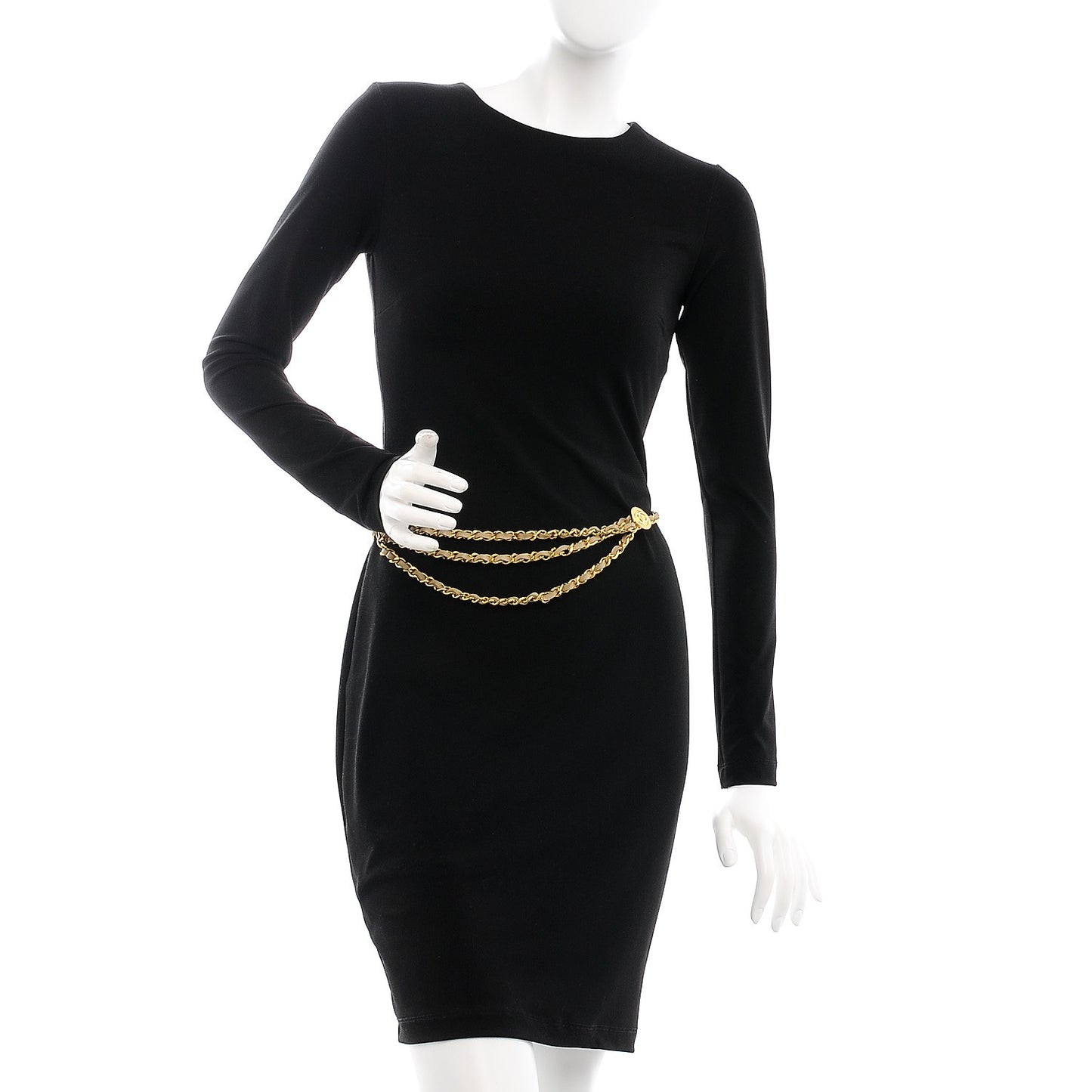 Lambskin Chain CC Medallion Belt Beige Gold