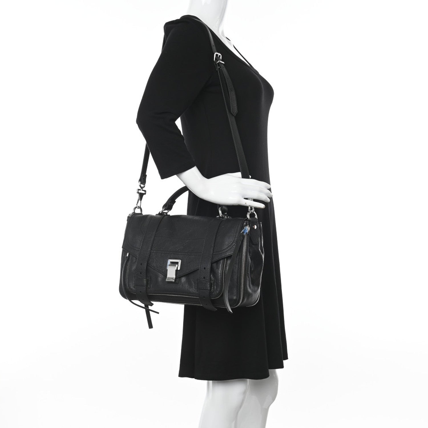 Proenza Schouler Lambskin Medium PS1 Plus Zip Satchel Black 2 of 9