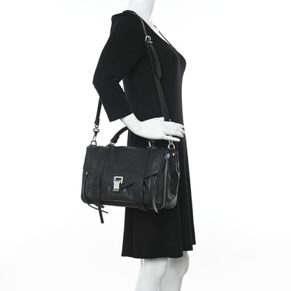 Proenza Schouler Lambskin Medium PS1 Plus Zip Satchel Black 2 of 9