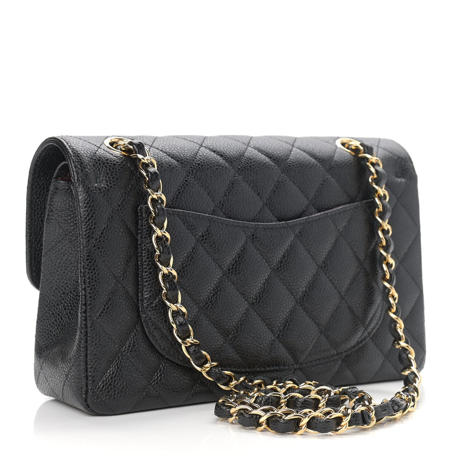 Caviar Quilted Small Double Flap Black