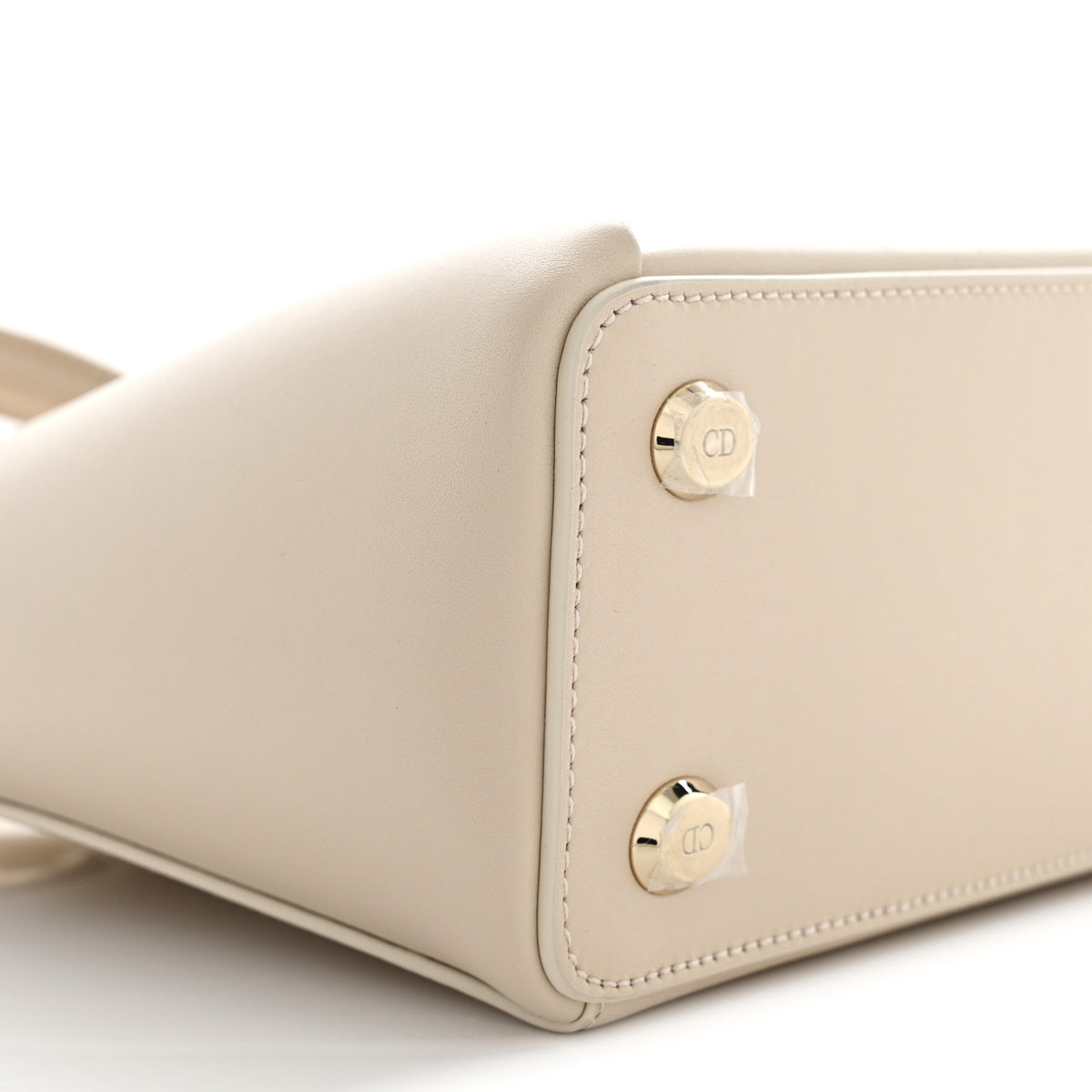 Shiny Smooth Calfskin Small Cigale Bag Beige