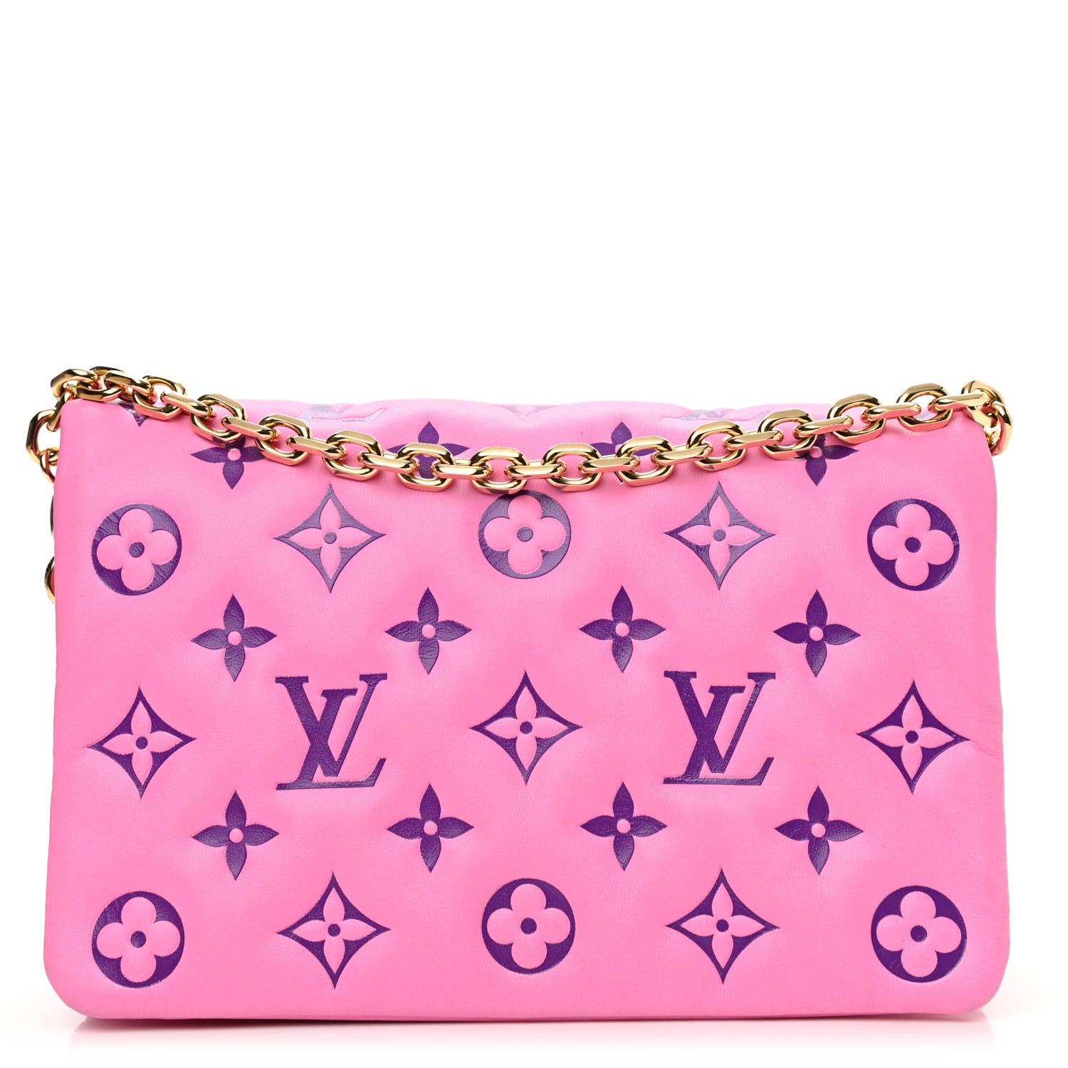 Louis Vuitton Lambskin Embossed Monogram Vuittamins Pochette Coussin Rose Violet 1 of 10