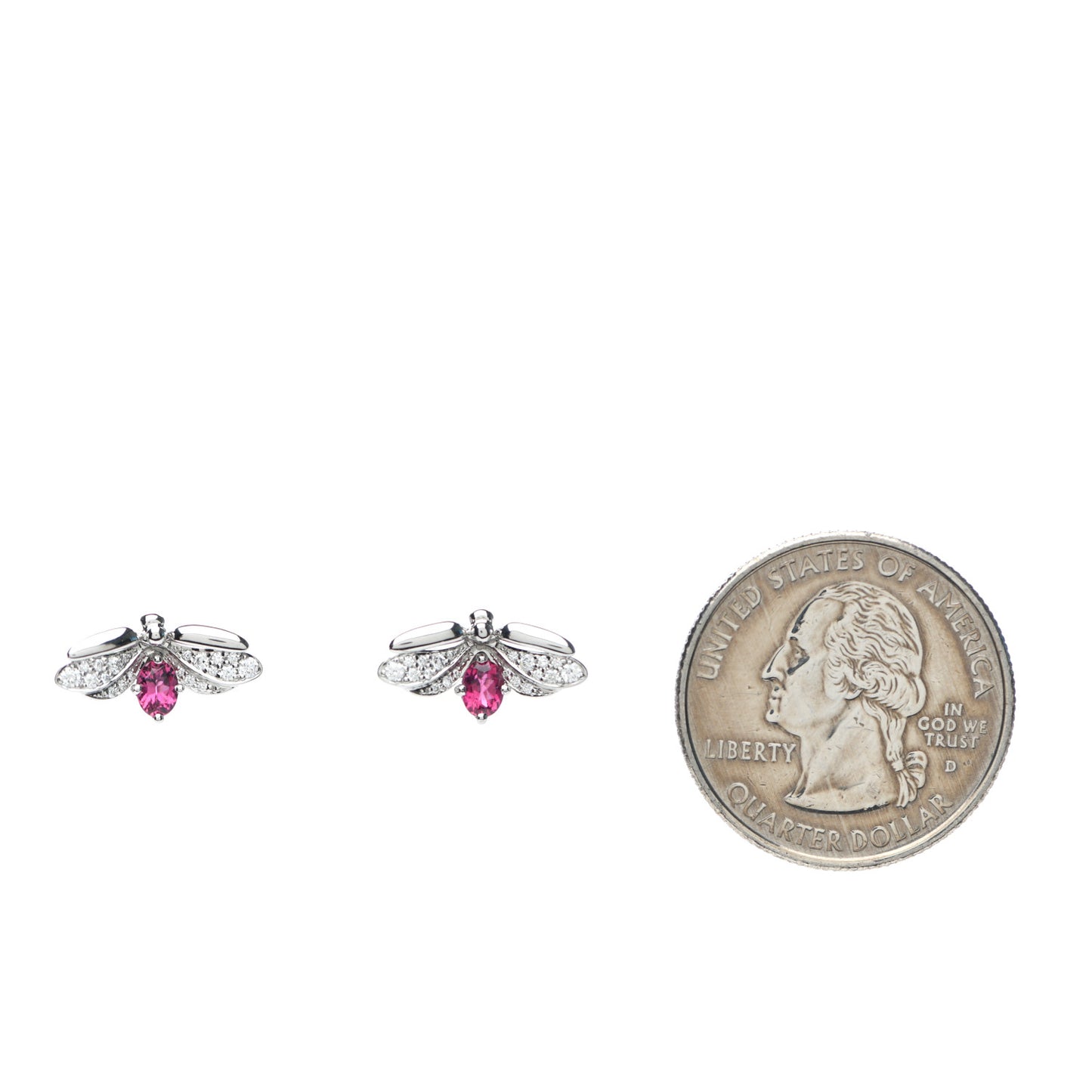 Platinum Diamond Rubellite Paper Flowers Firefly Earrings