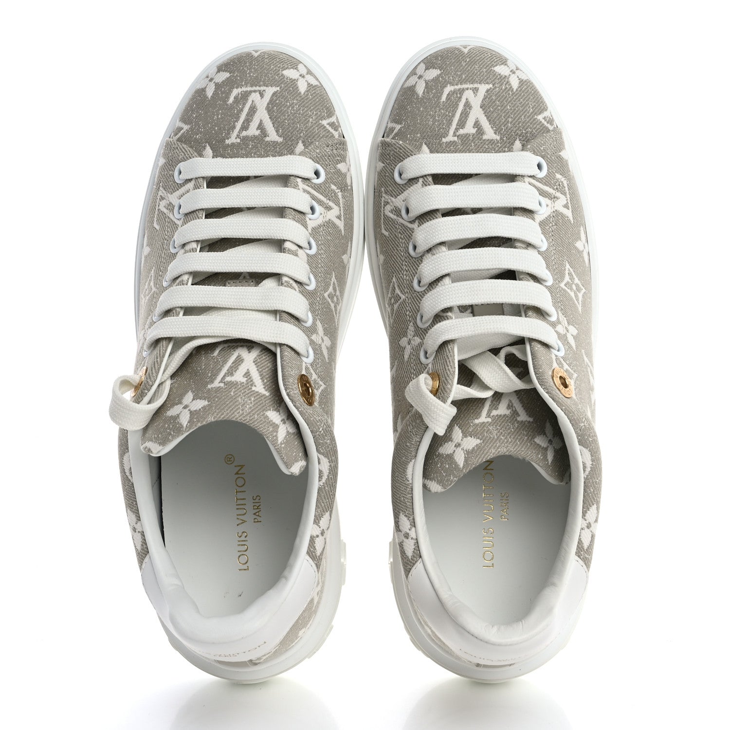 Louis Vuitton Denim Monogram Time Out Sneakers 39 Beige 2 of 10