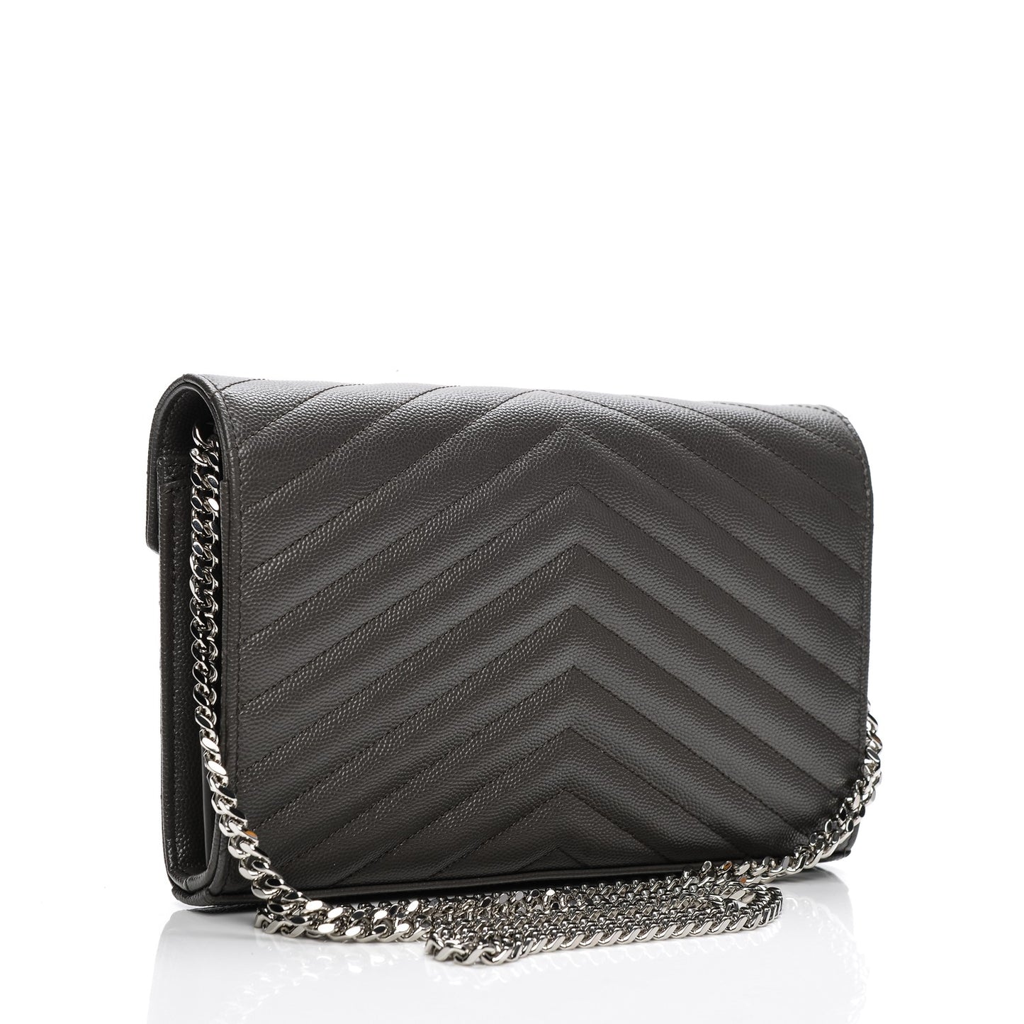 Grain De Poudre Matelasse Chevron Monogram Chain Wallet Earth