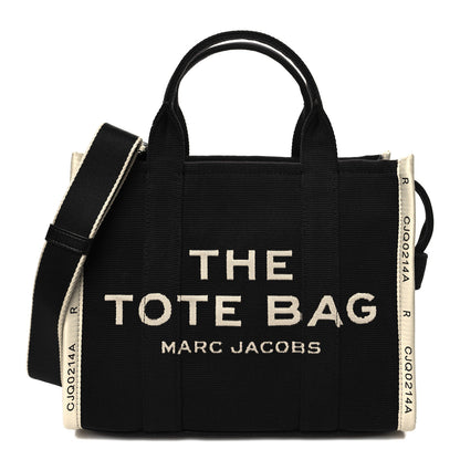 Marc Jacobs Cotton Canvas Medium The Jacquard Tote Bag Black 1 of 8