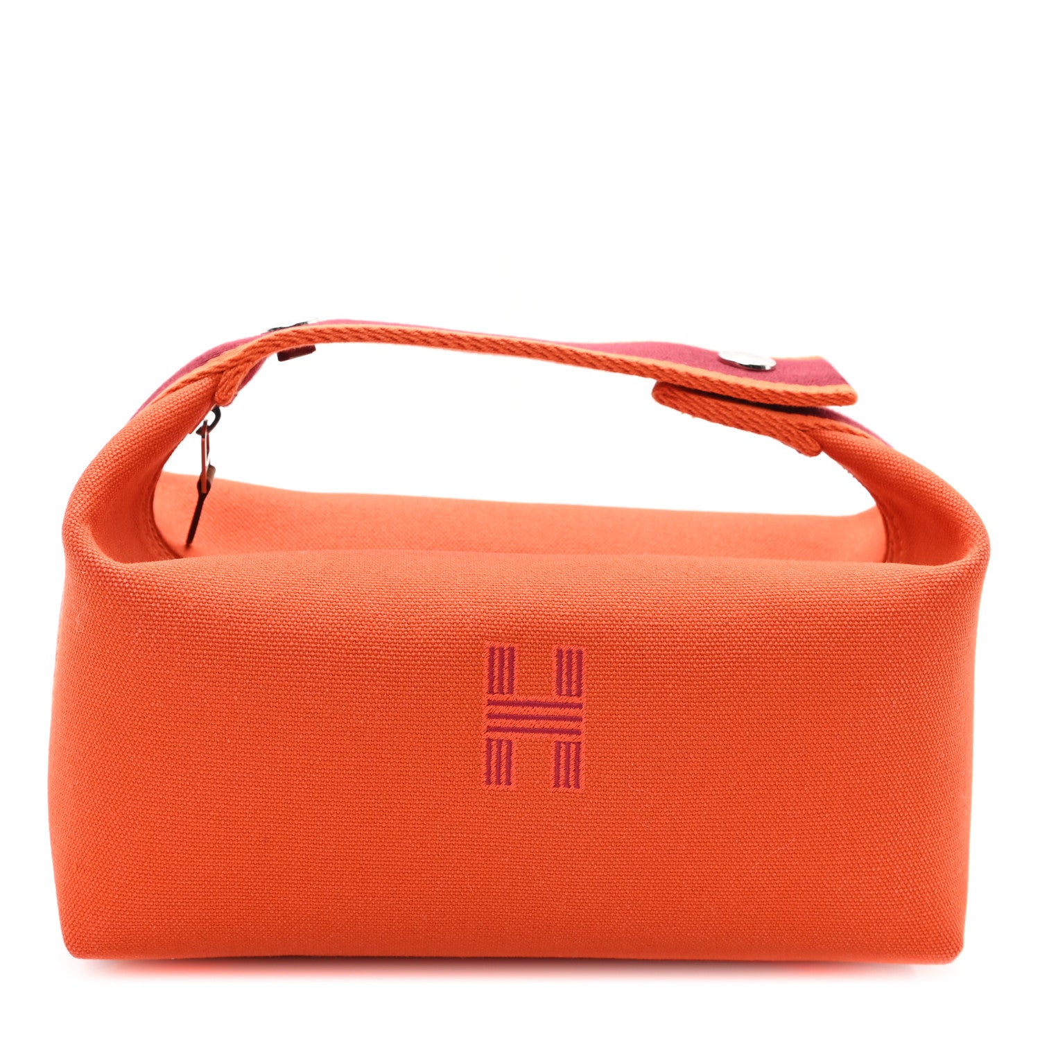 Hermes Canvas Small Bride-A-Brac Pouch Orange Burgundy 1 of 8