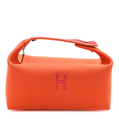 Hermes Canvas Small Bride-A-Brac Pouch Orange Burgundy 1 of 8