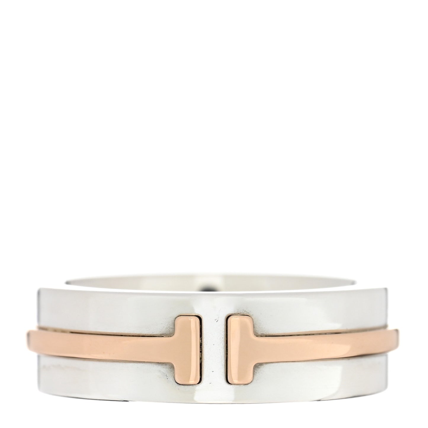 Sterling Silver 18K Rose Gold Tiffany T Wide Band Ring 49 4.75