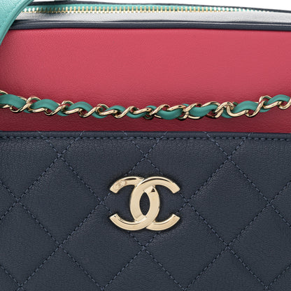 Chanel Goatskin Quilted Tri-Color Medium In & Out Camera Case Navy Turquoise Pink 7 of 9