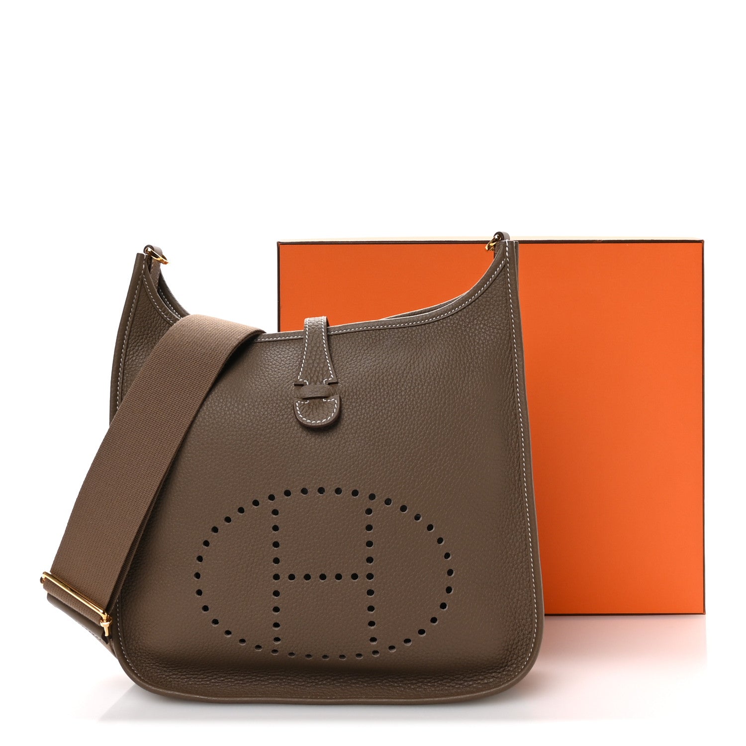 Hermes Taurillon Clemence EVELYNE III PM Etoupe 11 of 11