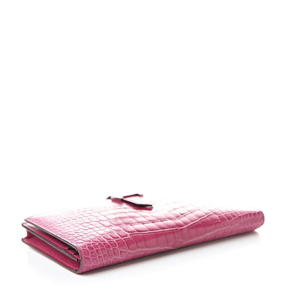 Hermes Shiny Alligator Bearn Wallet Rose Scheherazade 4 of 10