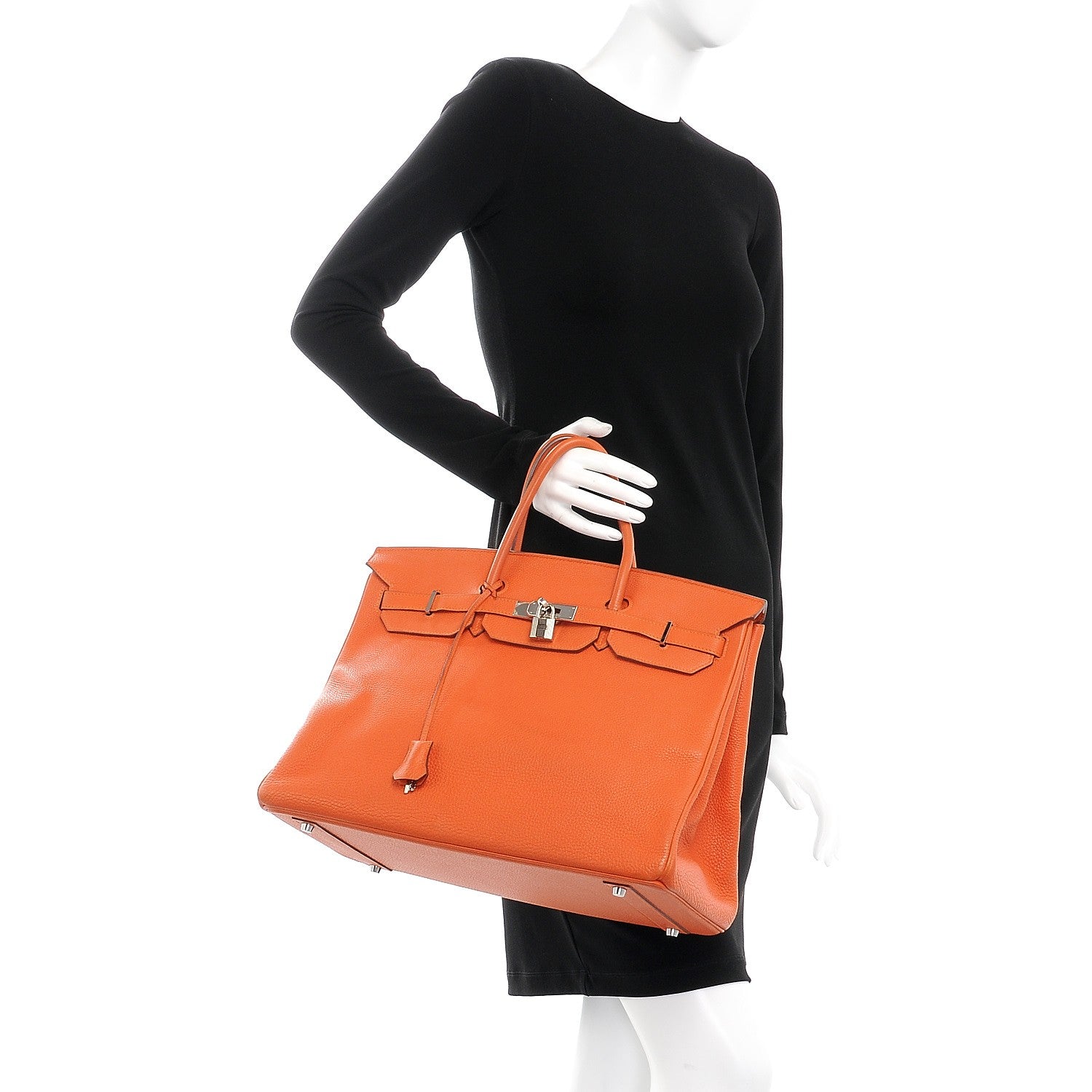 Hermes Taurillon Clemence Birkin 40 Orange 2 of 35