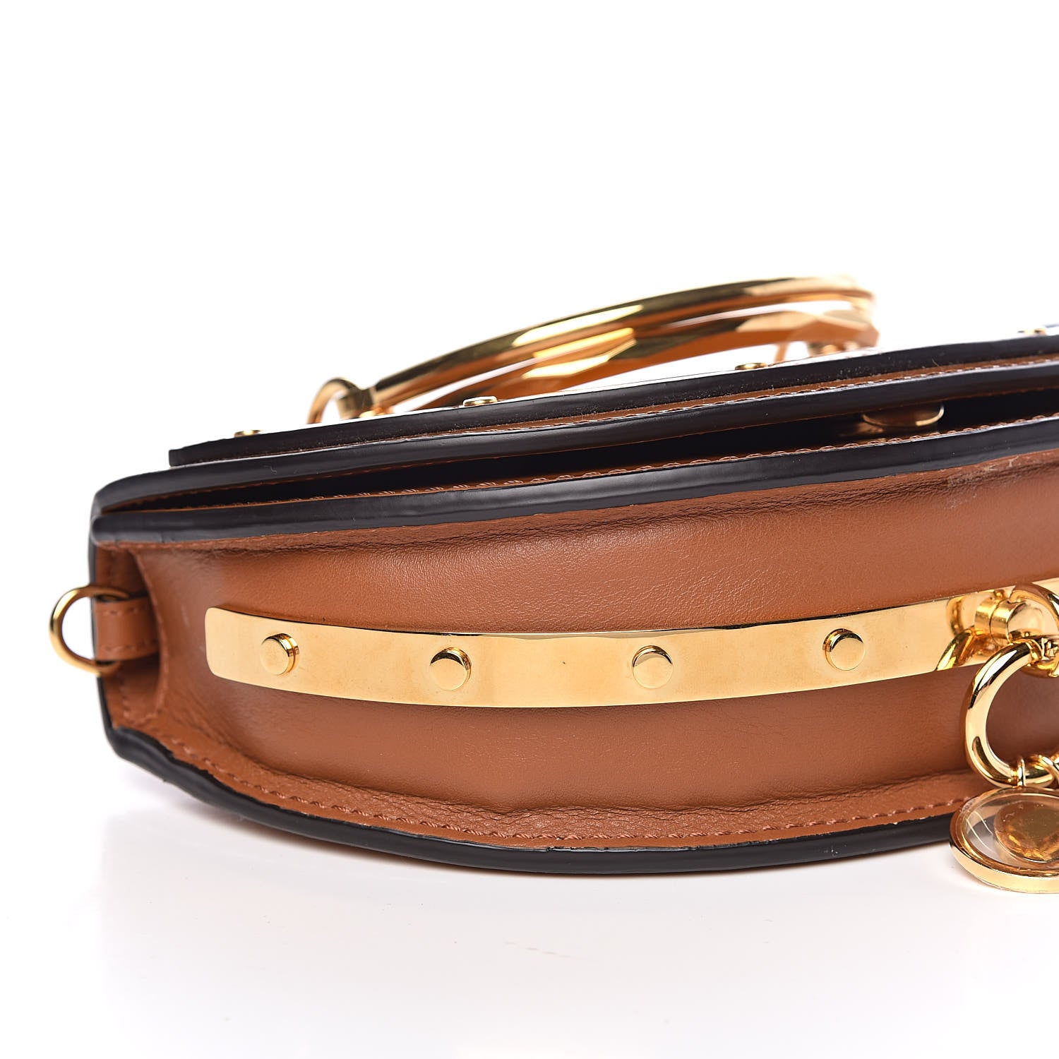 Chloe Spazzolato Sfumato Lambskin Calfskin Small Nile Bracelet Minaudiere Bag Caramel 9 of 10