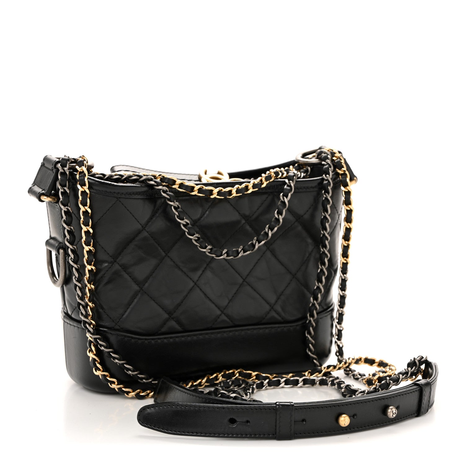 Chanel Aged Calfskin Quilted Small Gabrielle Hobo Black 3 of 13