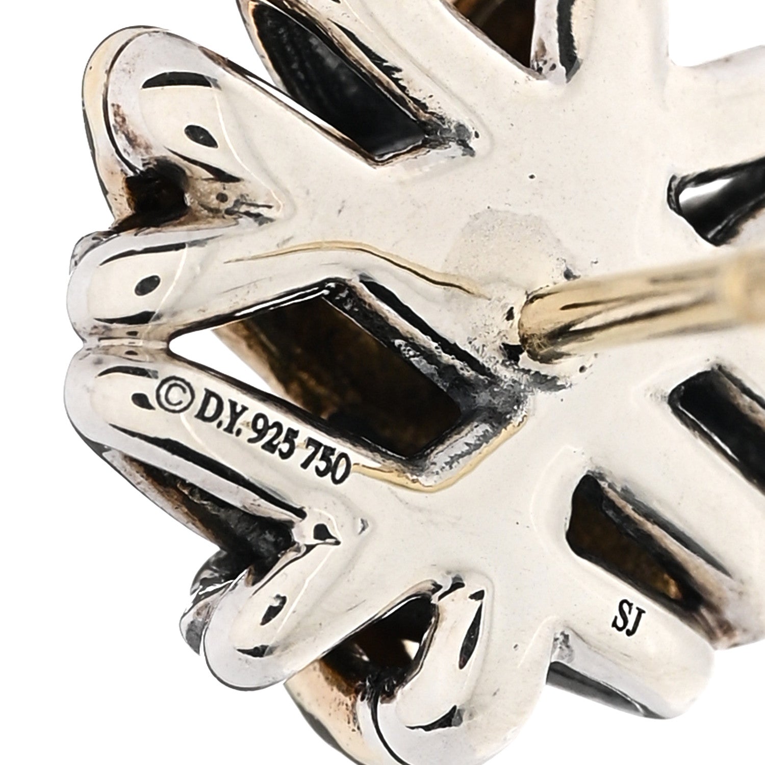 David Yurman Sterling Silver 18K Yellow Gold Crossover Stud Earrings 4 of 4