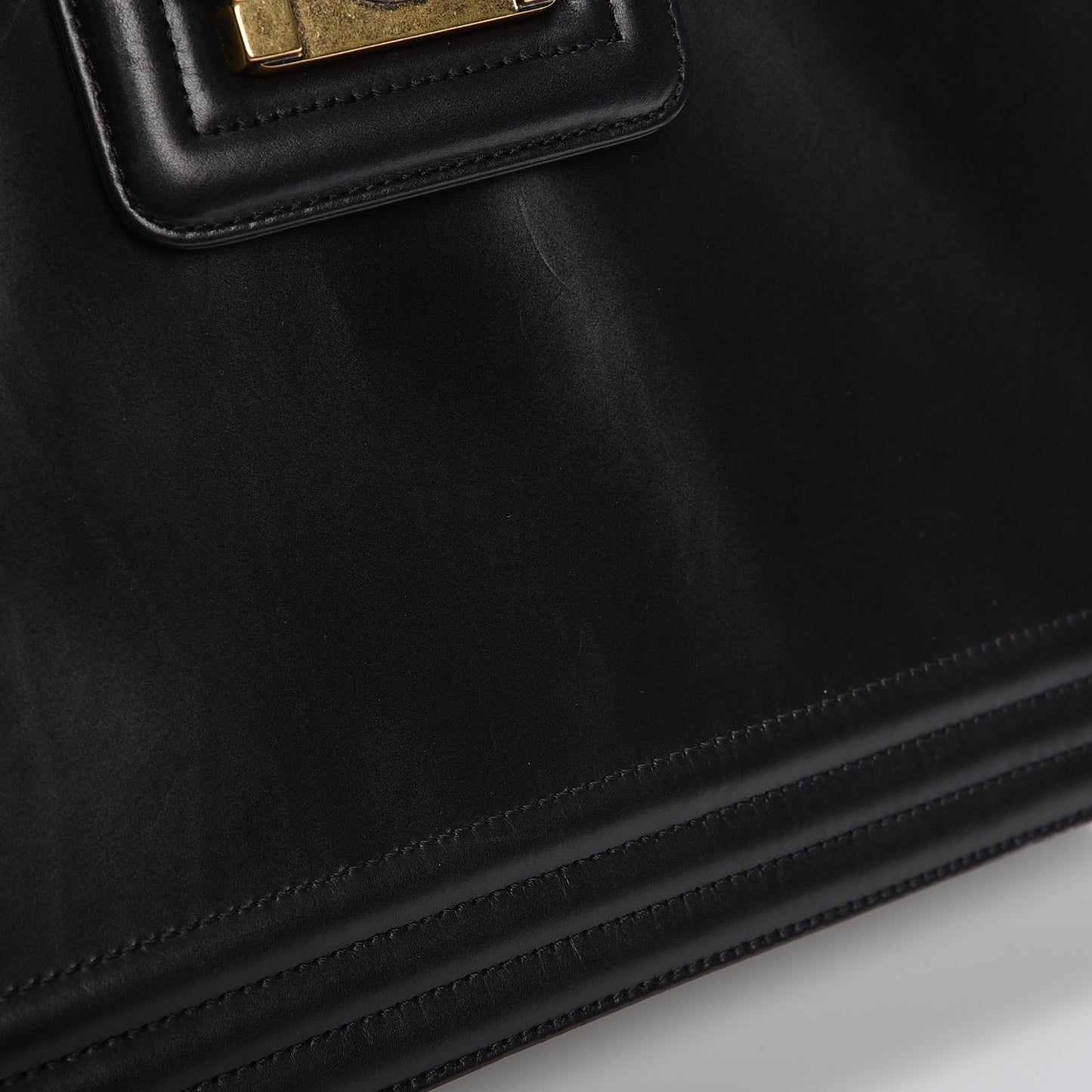 Glazed Calfskin Boy Tote Black