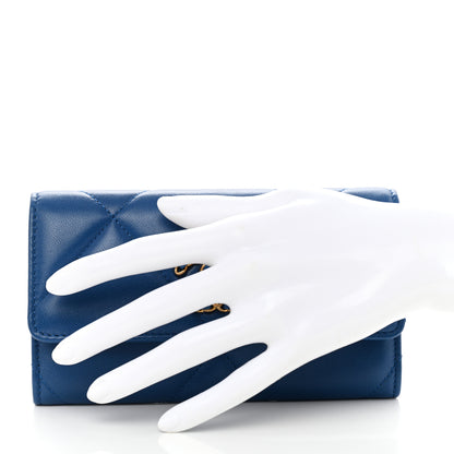 Chanel Goatskin Quilted Chanel 19 Flap Wallet Dark Blue 2 of 9