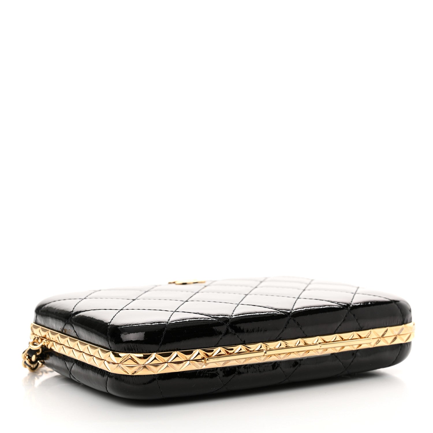 Chanel Glazed Goatskin Quilted Box With Chain Black 4 of 11