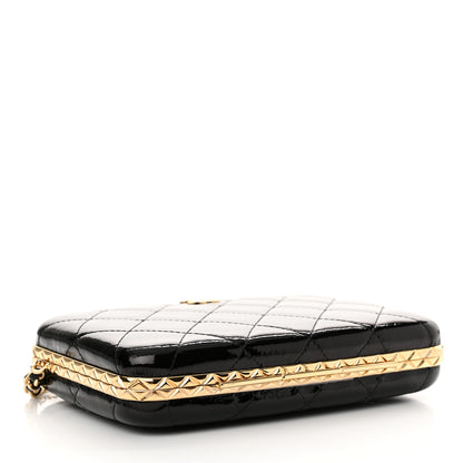 Chanel Glazed Goatskin Quilted Box With Chain Black 4 of 11