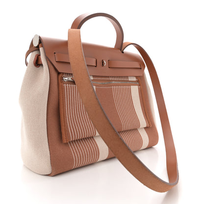 Hermes Vache Hunter Toile H Vibration Herbag Zip Retourne 31 PM Fauve Ecru Beige 3 of 10