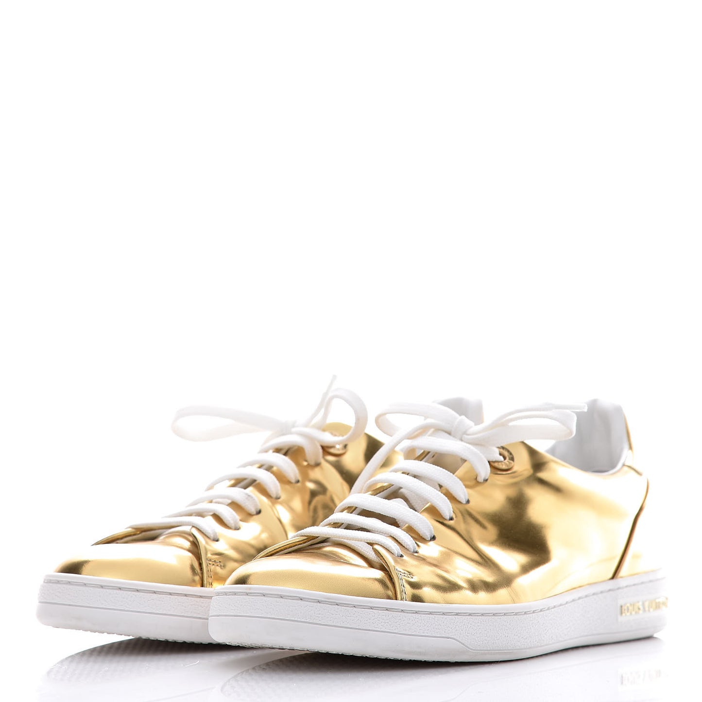 Metallic Calfskin Frontrow Sneakers 37.5 Gold