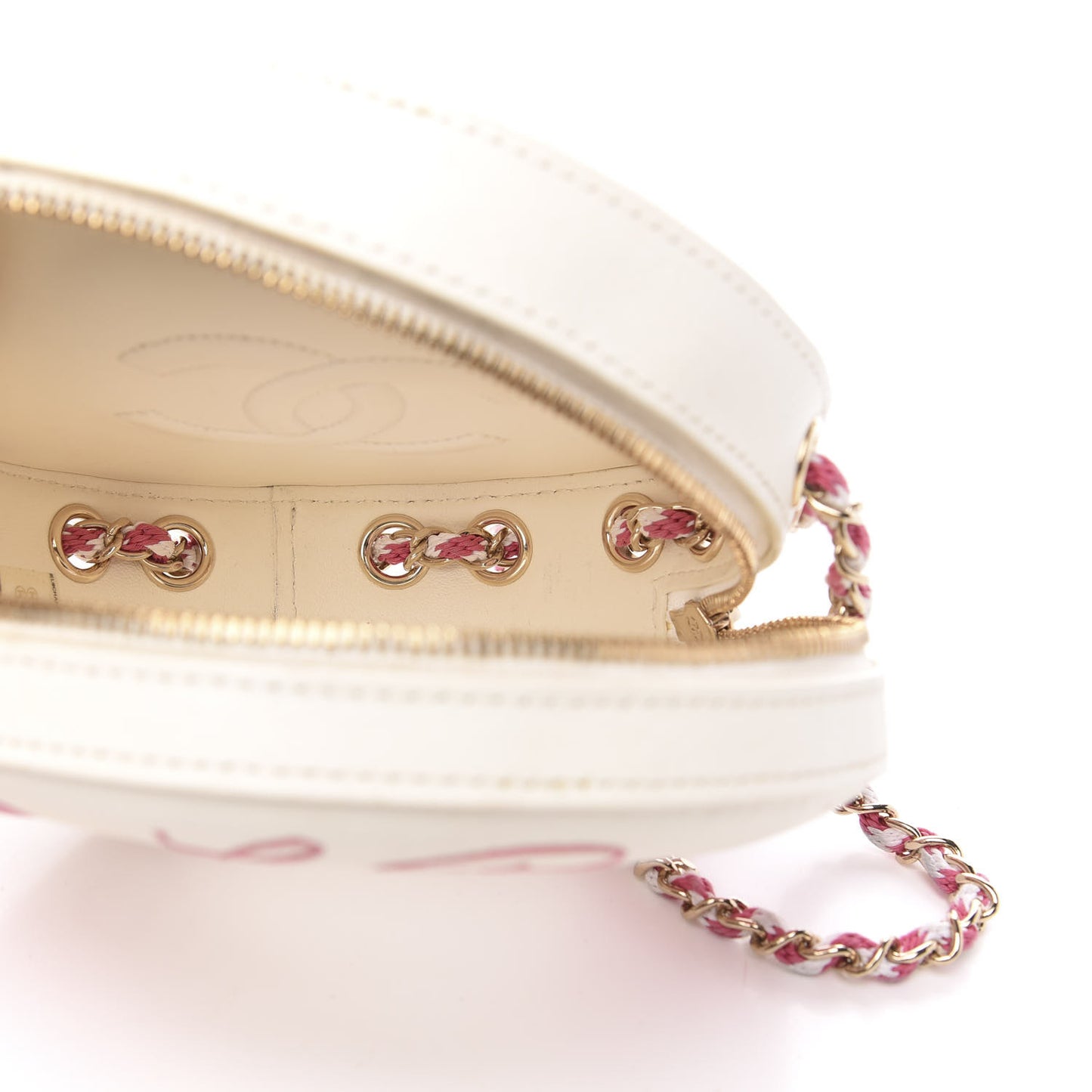 Lambskin Coco Lifesaver Round Bag Pink White