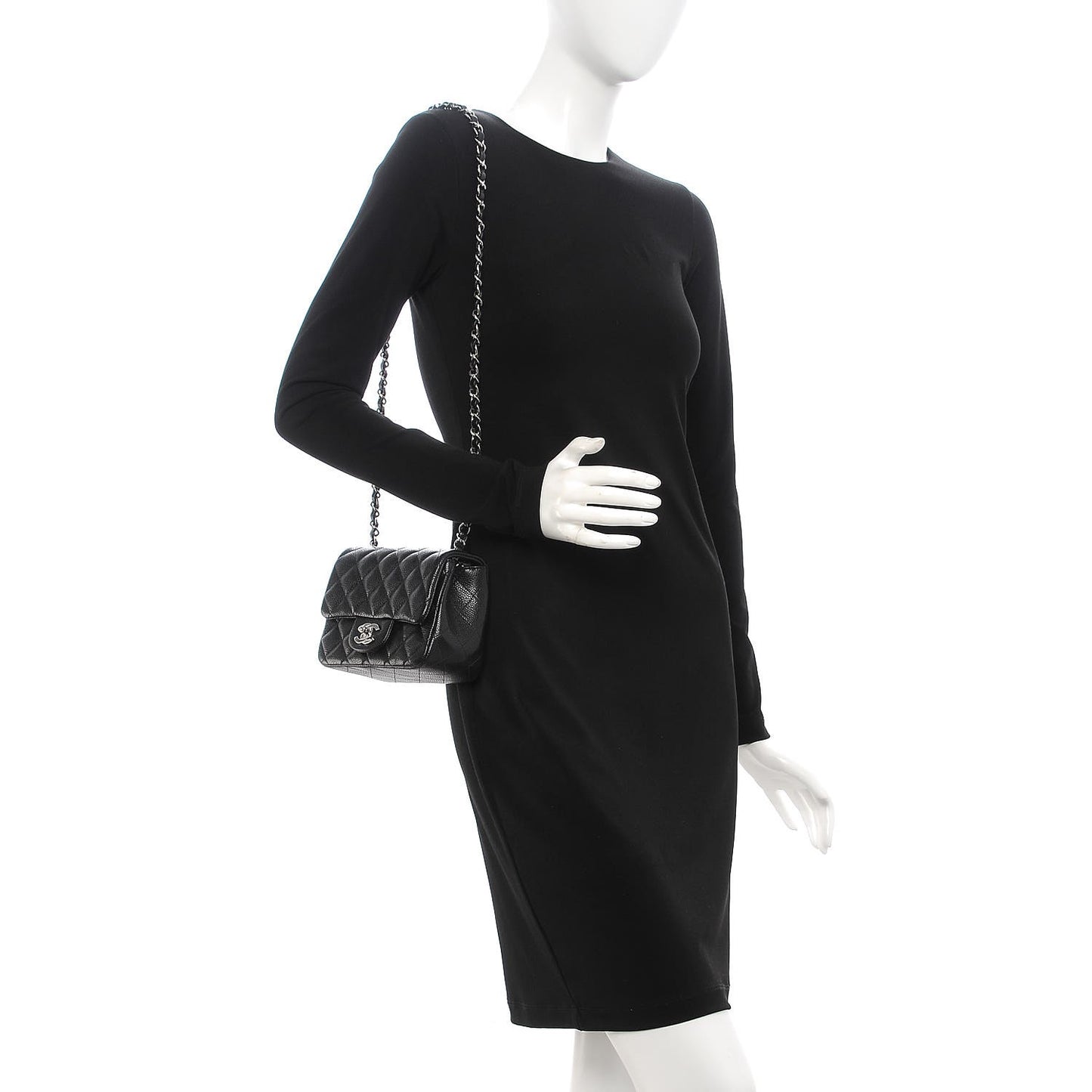 Caviar Quilted Mini Square Flap Black