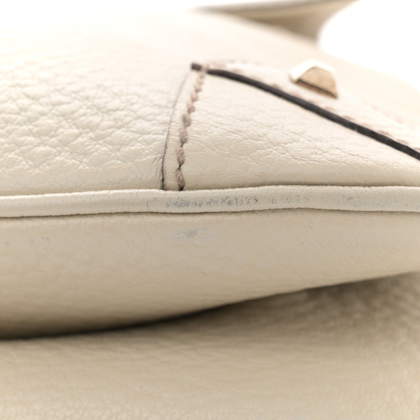 Pebbled Calfskin Bamboo Chain Bag White