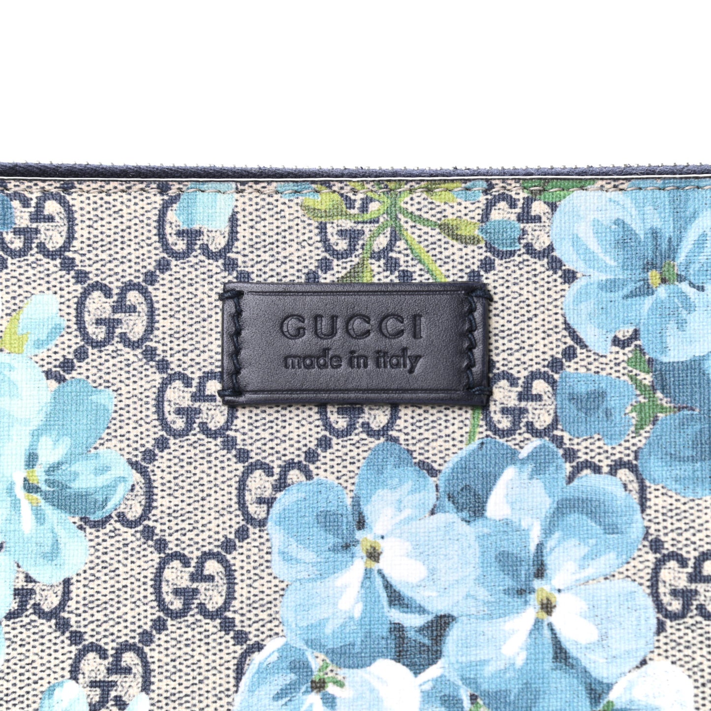 GG Supreme Monogram Blooms Medium Documents Holder Beige Blue Black