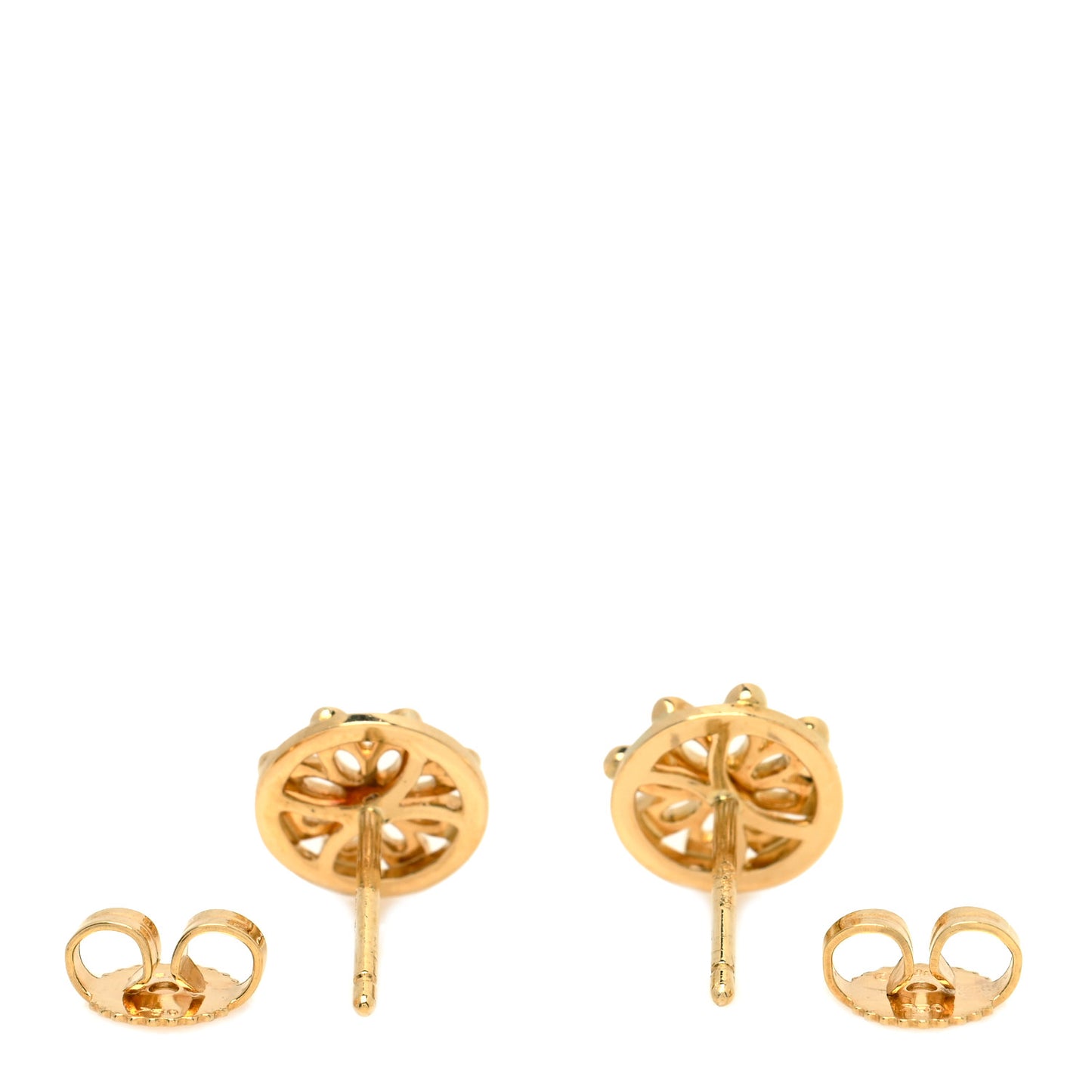 18K Yellow Gold Diamond Flower Stud Earrings