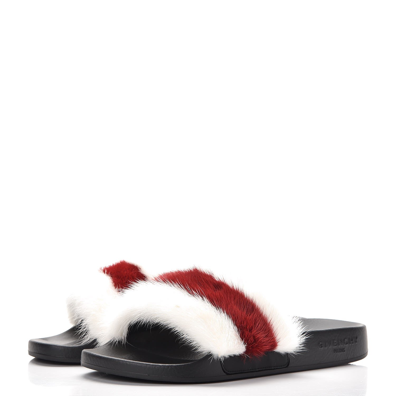 Givenchy Mink Rubber Slide Sandals 38 White Red 3 of 12