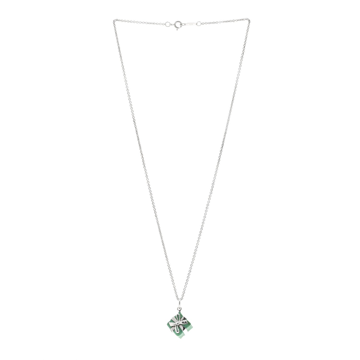 Tiffany Sterling Silver Enamel Gift Box Charm Necklace Blue 3 of 4
