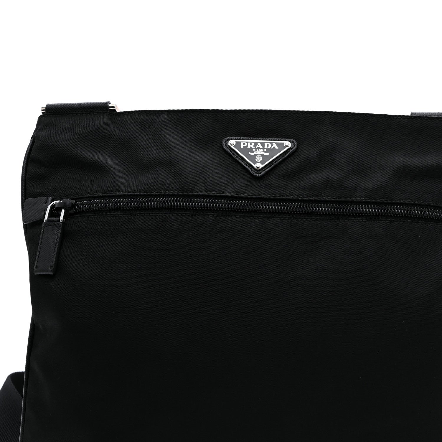 Prada Tessuto Nylon Saffiano Flat Messenger Bag Black 9 of 11