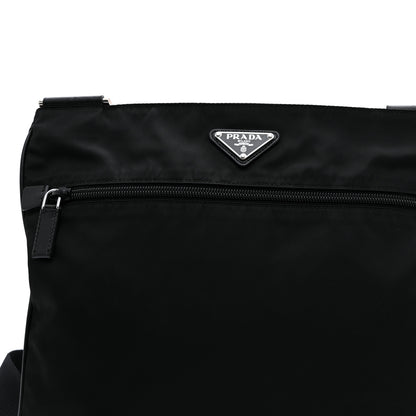 Prada Tessuto Nylon Saffiano Flat Messenger Bag Black 9 of 11